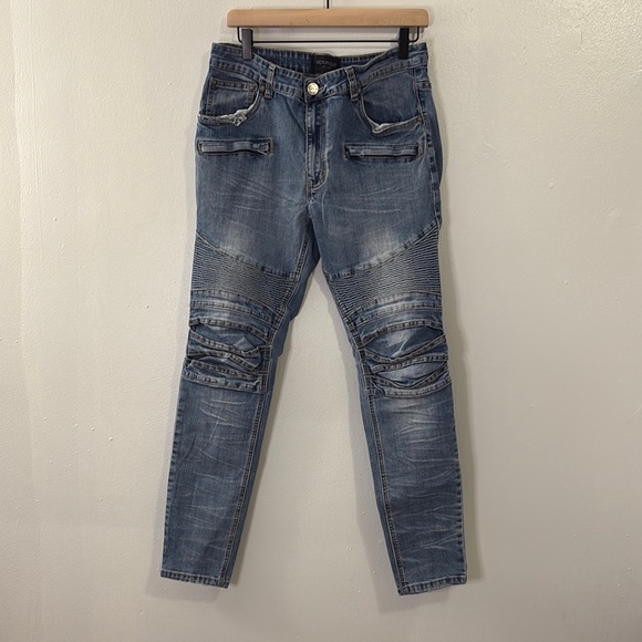 Victorious Blue Skinny Distressed Denim Pants Size 34 Men’s - Picture 1 of 7